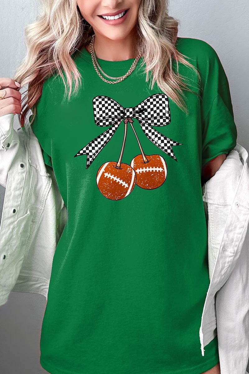 5000P-E3055 Football Cherries Graphic Plus Heavy Cotton Tee $12.75