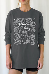 UL240-E3081 Football Doodles Graphic Long Sleeve Tee $13.75