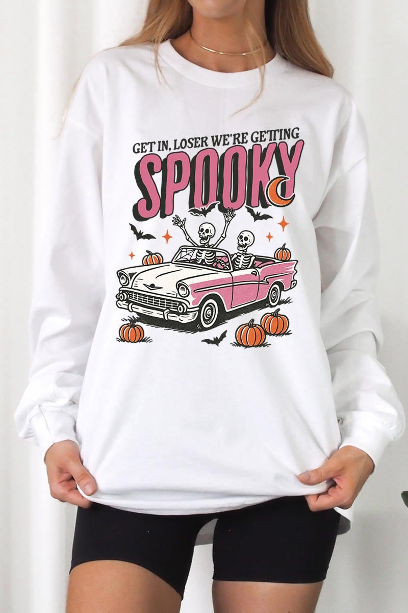 UL240P-E3142 Spooky Skeleton Graphic Plus Long Sleeve Tee $17
