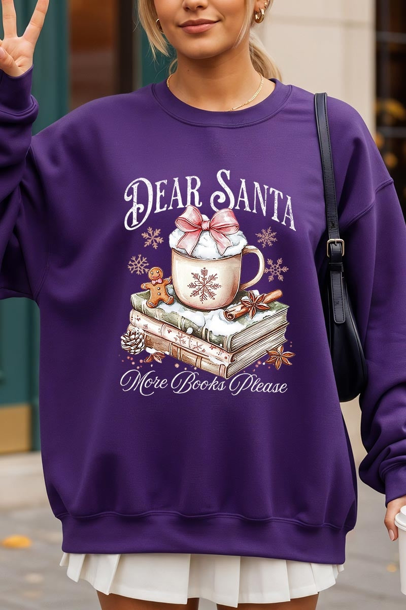 UL180-E3205 Dear Santa Books Graphic Sweatshirt $20