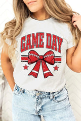 US3001P-E3062 Red Game Day Football Bow Graphic Plus Tee $16