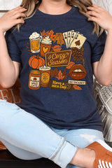 US3001-E3119 Retro Fall Collage Graphic Tee $12.5