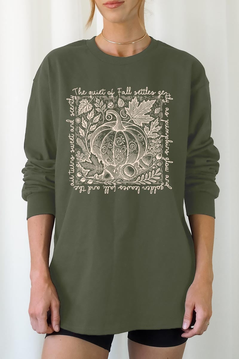 UL240P-E3112 Fall Pumpkin Graphic Plus Long Sleeve Tee $17
