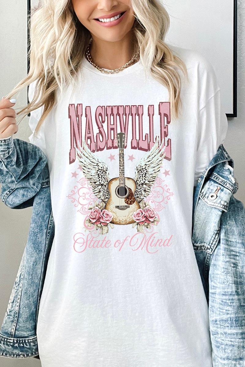 5000-E3157 Nashville Rose Graphic Heavy Cotton Tee $9