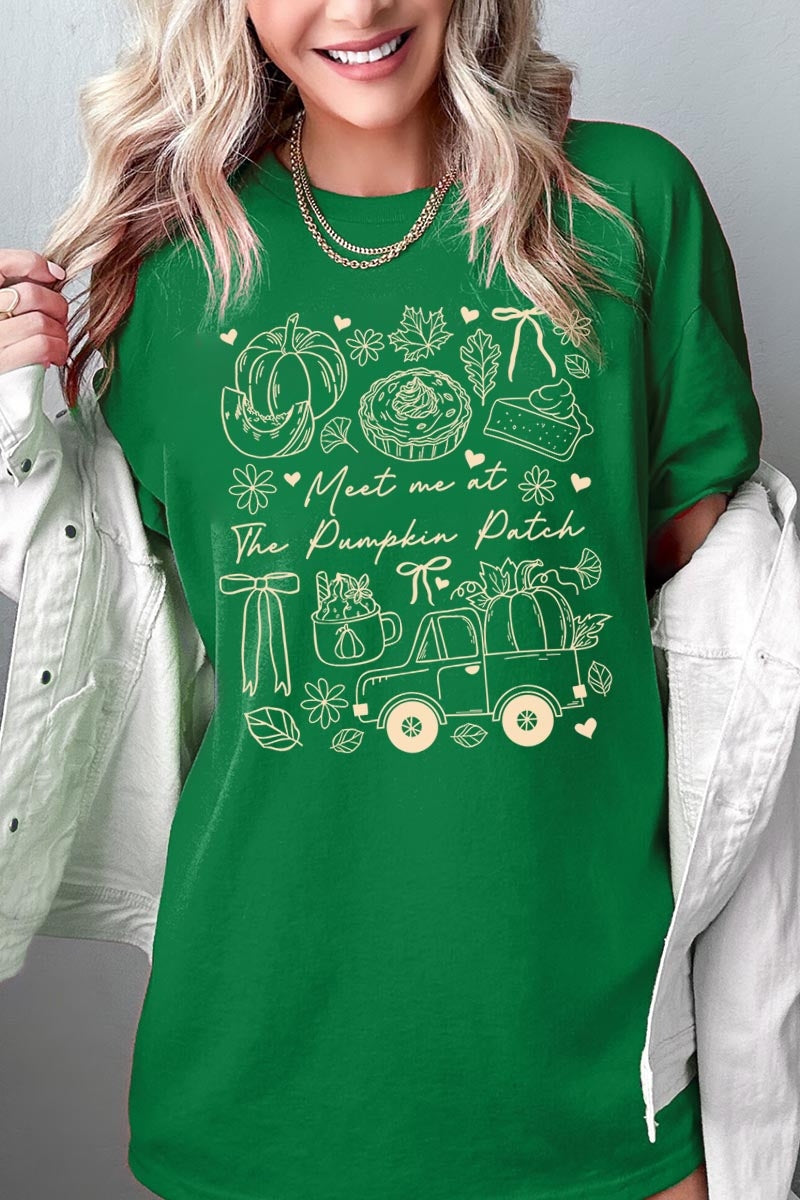 5000P-E3163 Pumpkin Patch Doodle Graphic Plus Heavy Cotton Tee $12.75