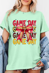 5000P-E3091 Red Yellow Football Bow Plus Heavy Cotton Tee $12.75