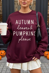 UL180-E3158 Autumn Leaves Pumpkins Graphic Sweatshirt $20
