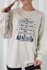 UL240P-E3189 Ski Lodge Signs Graphic Plus Long Sleeve Tee $17