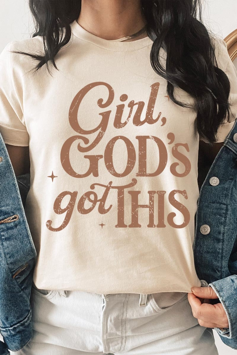 US3001-E3102 Girl, Godu2019s Got This Graphic Tee $12.5