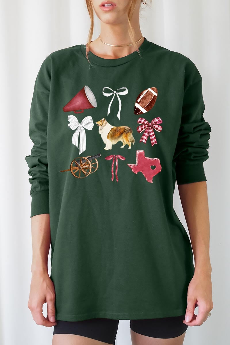 UL240-E3079 Texas Football Graphic Long Sleeve Tee $13.75