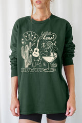 UL240-E3097 Cowgirl Country Music Graphic Long Sleeve Tee $13.75