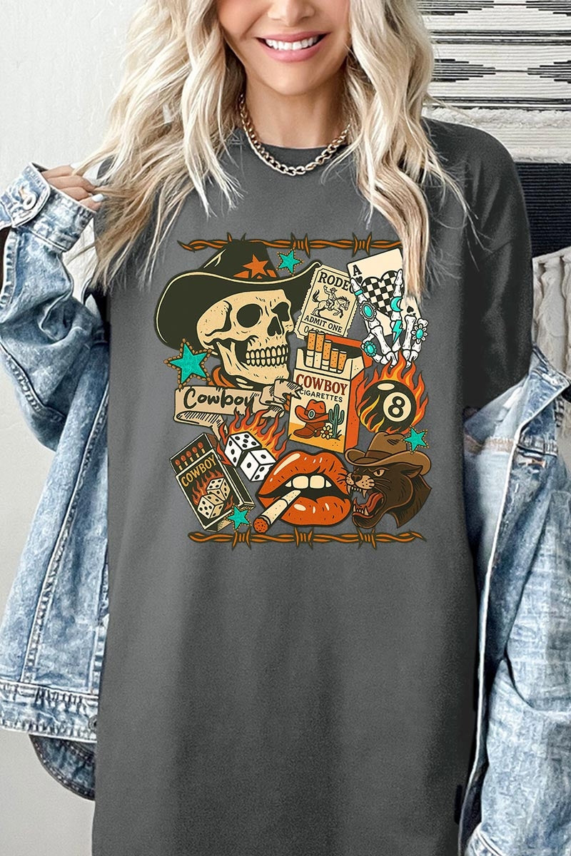 5000-E3096 Vintage Western Collage Graphic Heavy Cotton Tee $9