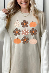 5000P-E3117 Pumpkins & Flowers Fall Plus Heavy Cotton Tee $12.75