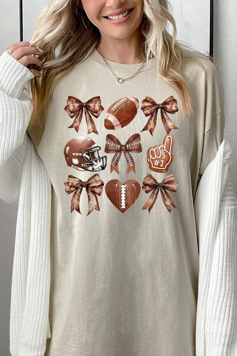 5000-E3054 Cute Football and Bow Graphic Heavy Cotton Tee $9