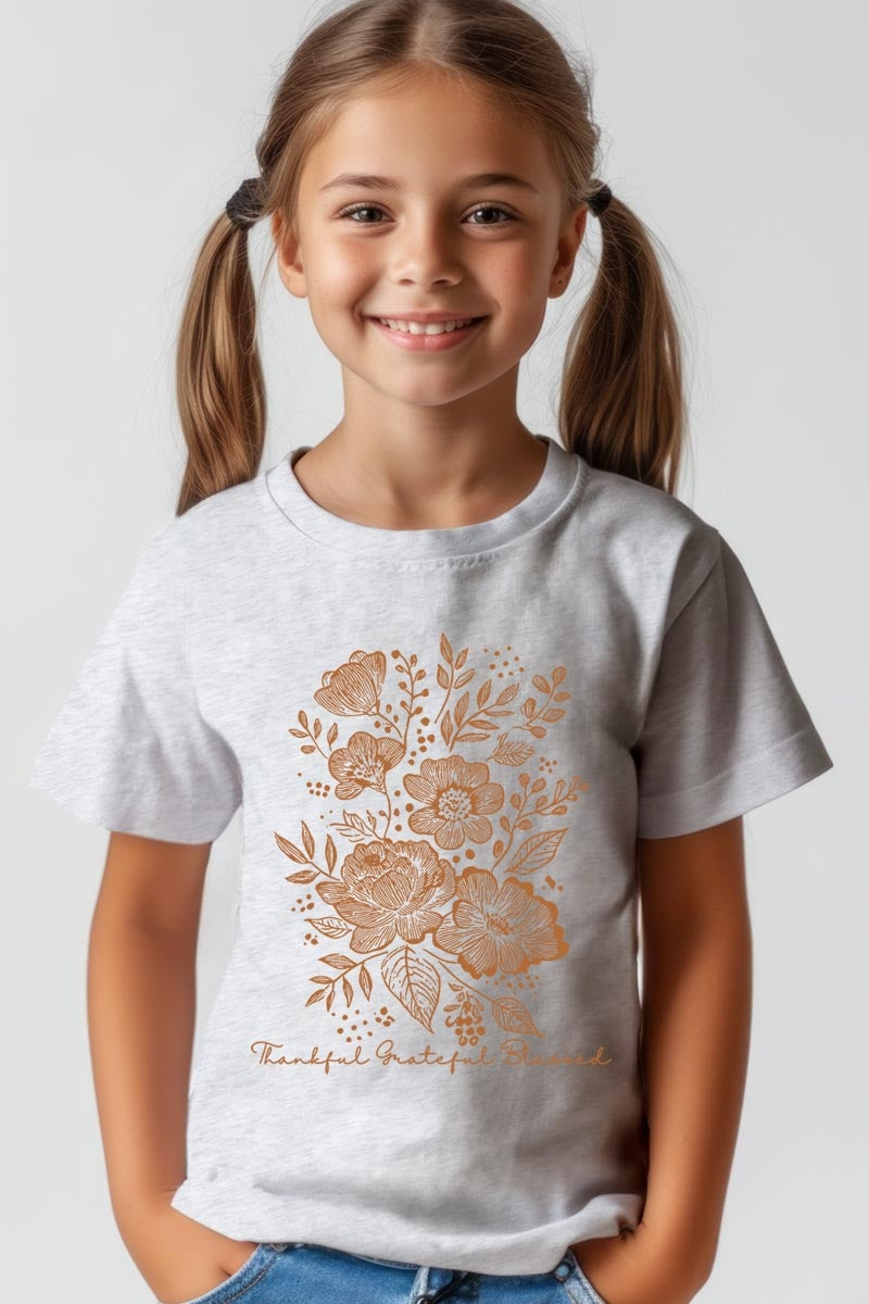 US3001Y-E3155Z Neutral Thanksgiving Kids Graphic Tee $11