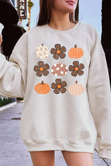 UL180-E3117 Pumpkins & Flowers Fall Graphic Sweatshirt $20