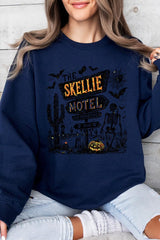 UL180P-E3108 Skellie Motel Halloween Graphic Plus Sweatshirt $25