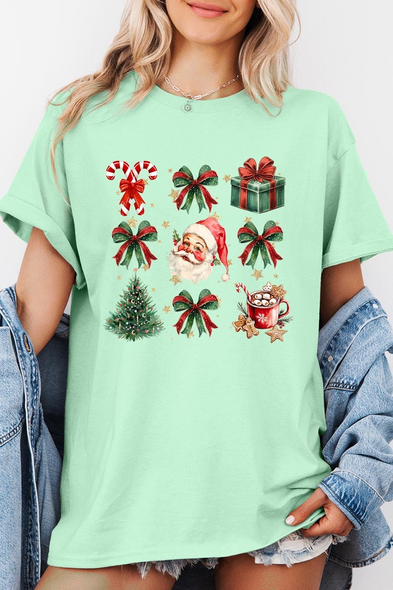 5000P-E3217 Santa Gifts & Bows Christmas Graphic Plus Heavy Cotton Tee $12.75