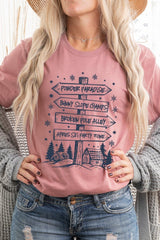 US3001P-E3189 Ski Lodge Signs Graphic Plus Tee $16