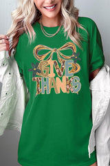 5000P-E3154 Give Thanks Bow Graphic Plus Heavy Cotton Tee $12.75