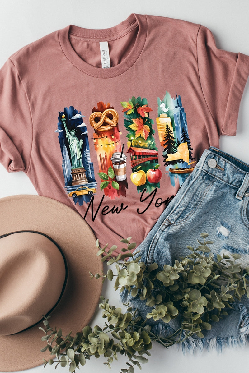 US3001-E3061NY New York State Brushstroke Graphic Tee $12.5
