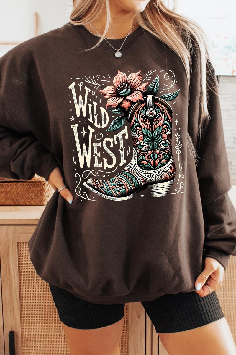 UL180P-E3100 Wild West Cowgirl Boot Graphic Plus Sweatshirt $25