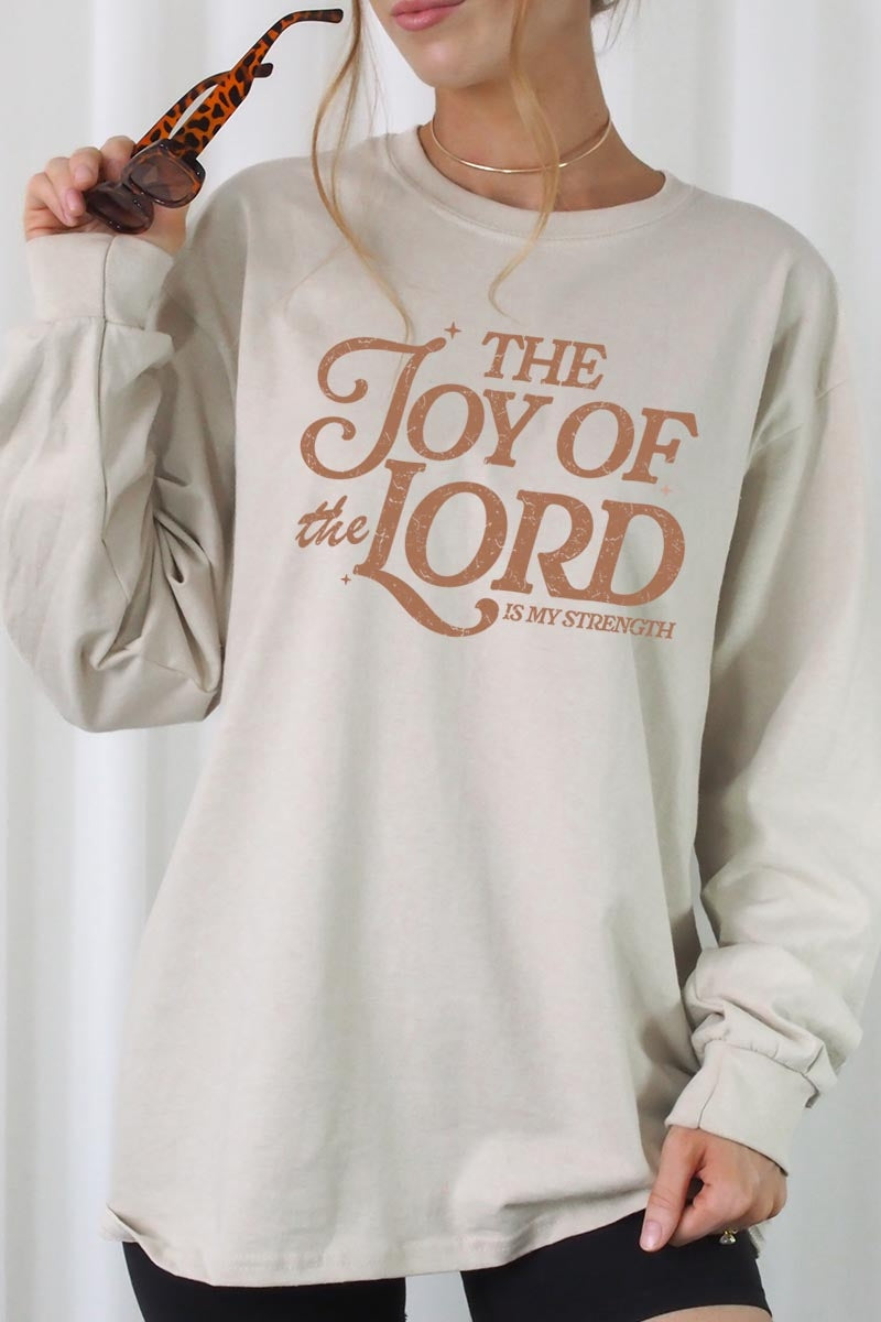 UL240P-E3179 Joy of the Lord Graphic Plus Long Sleeve Tee $17