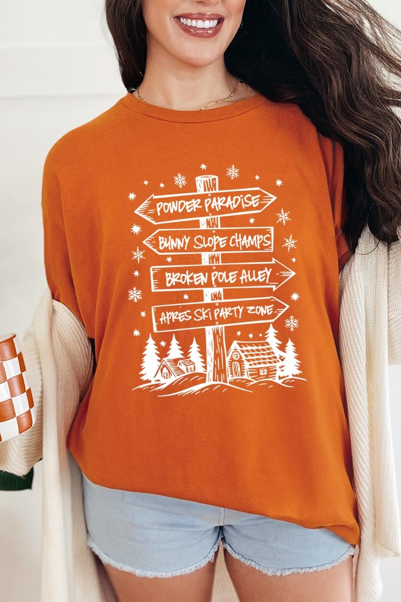 5000-E3189 Ski Lodge Signs Graphic Heavy Cotton Tee $9