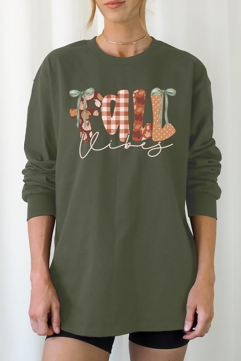 UL240P-E3071 Fall Vibes Rustic Graphic Plus Long Sleeve Tee $17