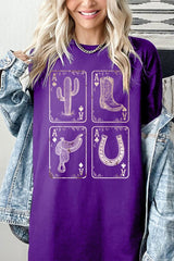 5000-E3094 Western Cowgirl Card Graphic Heavy Cotton Tee $9