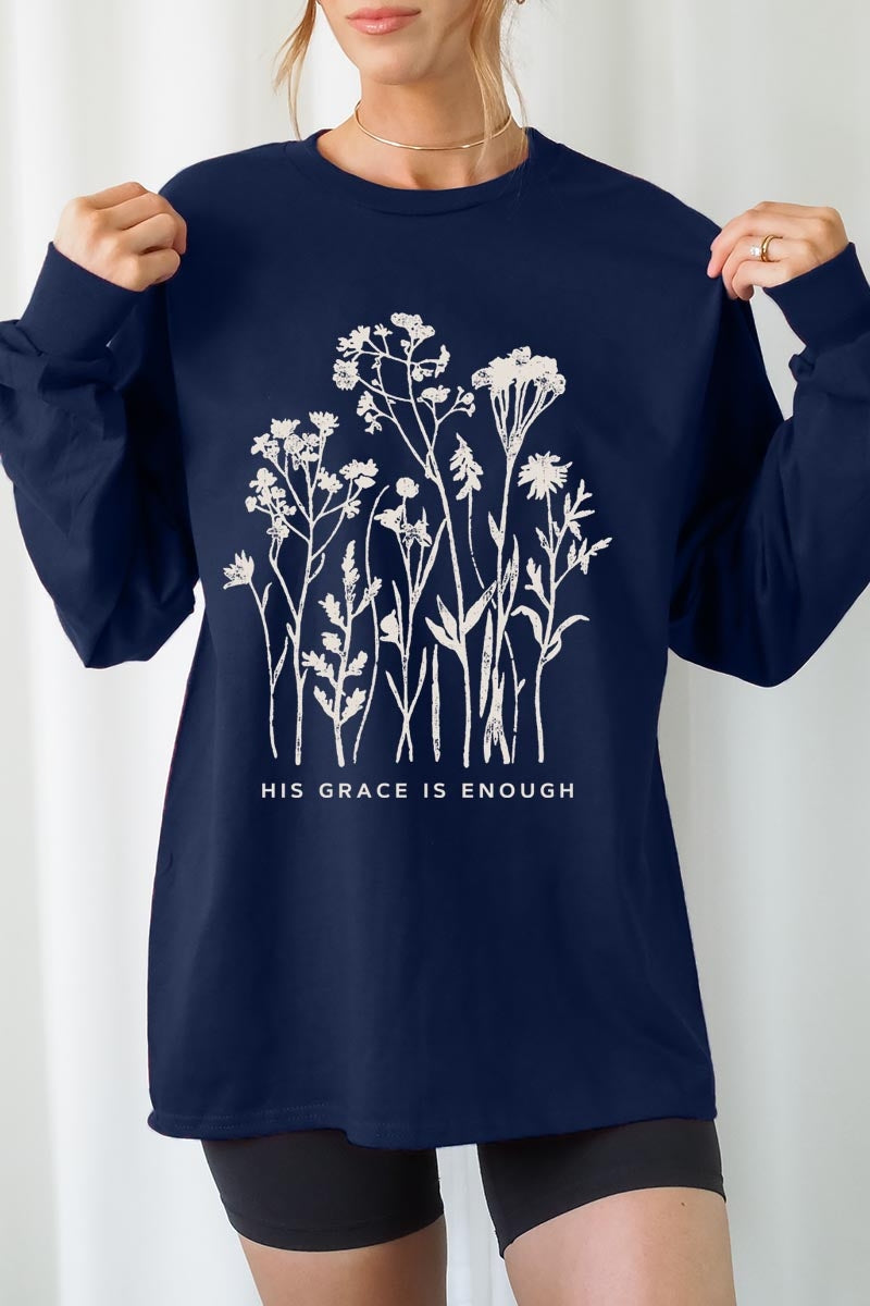 UL240-E3146 Christian Wildflower Graphic Long Sleeve Tee $13.75