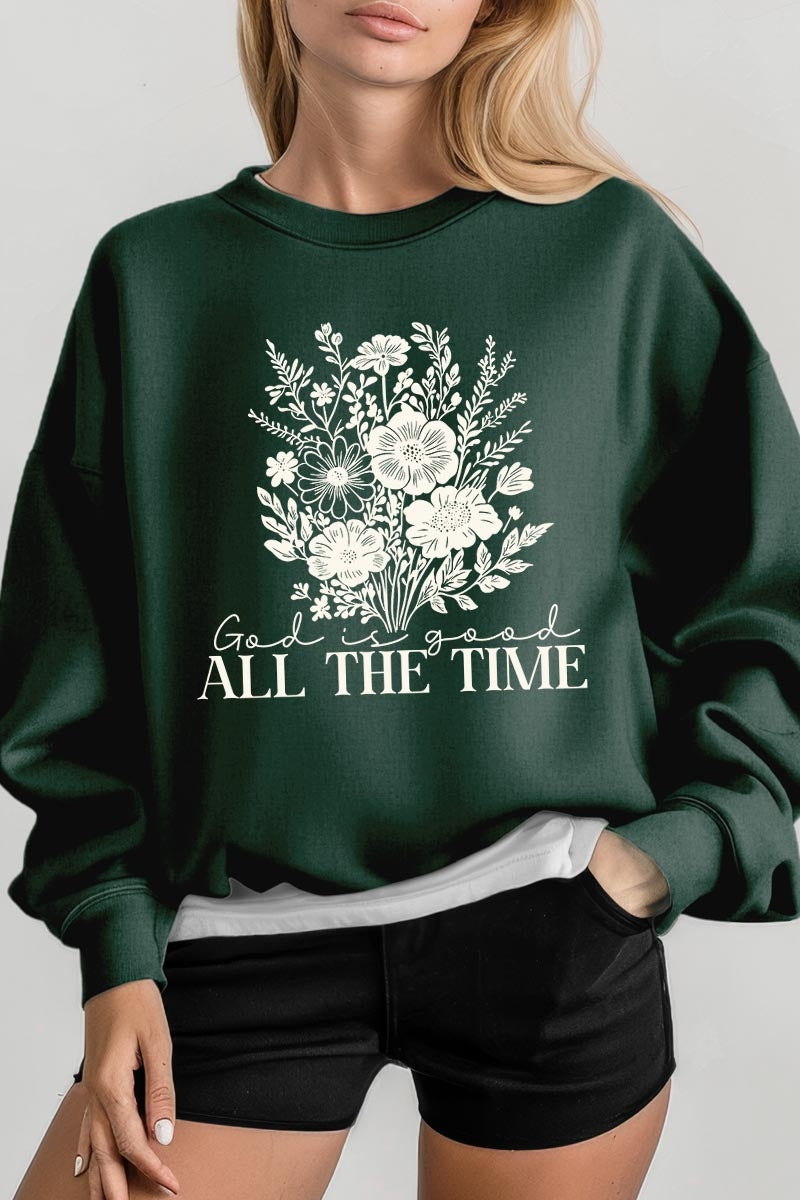 UL180-E3116 God Is Good Floral Graphic Sweatshirt $20