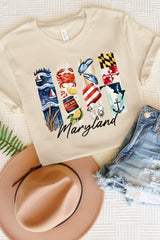 US3001P-E3061MD Maryland State Brushstroke Graphic Plus Tee $16