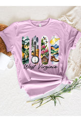 US3001-E3061WV West Virginia State Brushstroke Graphic Tee $12.5
