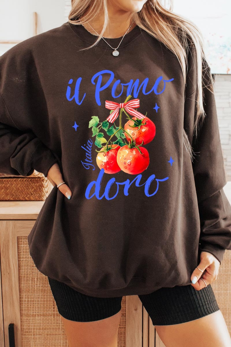 UL180P-E3070 Il Pomodoro Tomato Art Graphic Plus Sweatshirt $25