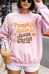UL180-E3164 Pumpkin Spice & Jesus Graphic Sweatshirt $20