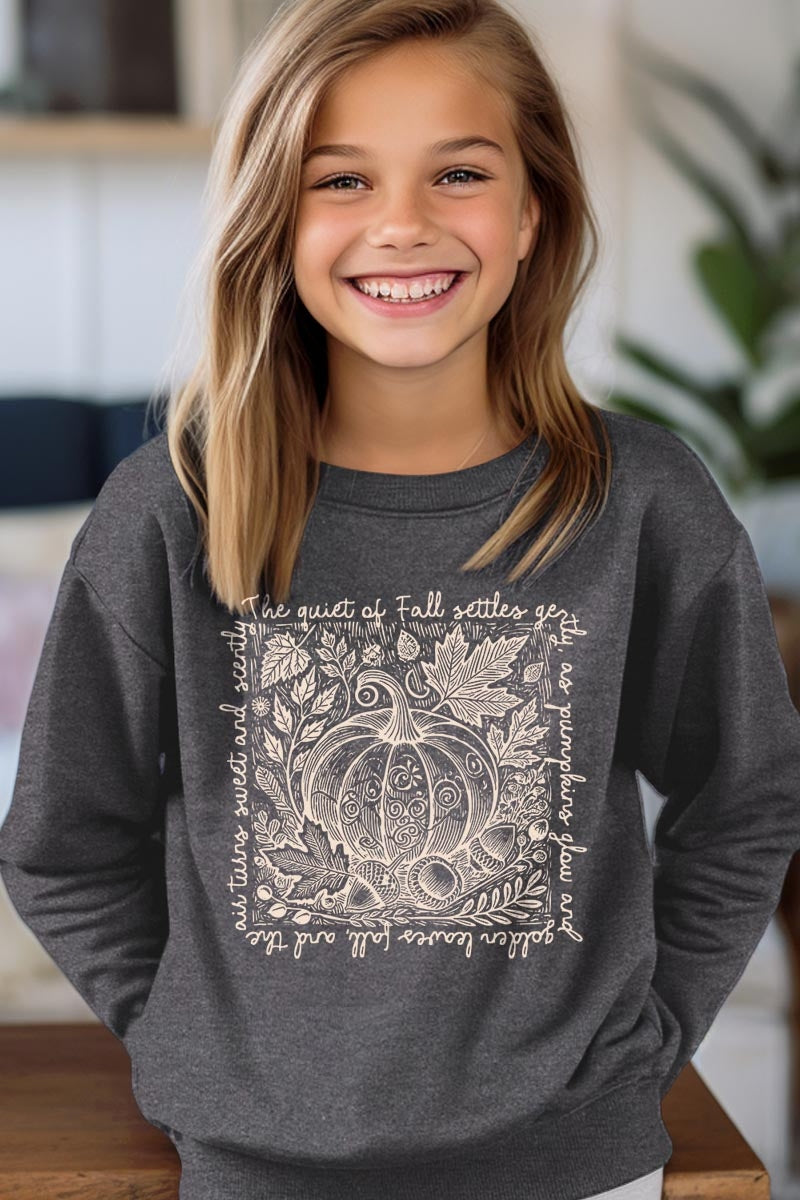 UL180B-E3112Z Fall Pumpkin Botanical Kids Graphic Sweatshirt $20
