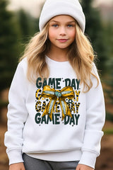 UL180B-E3090Z Yellow Football Game Day Bow Kids Sweatshirt $20