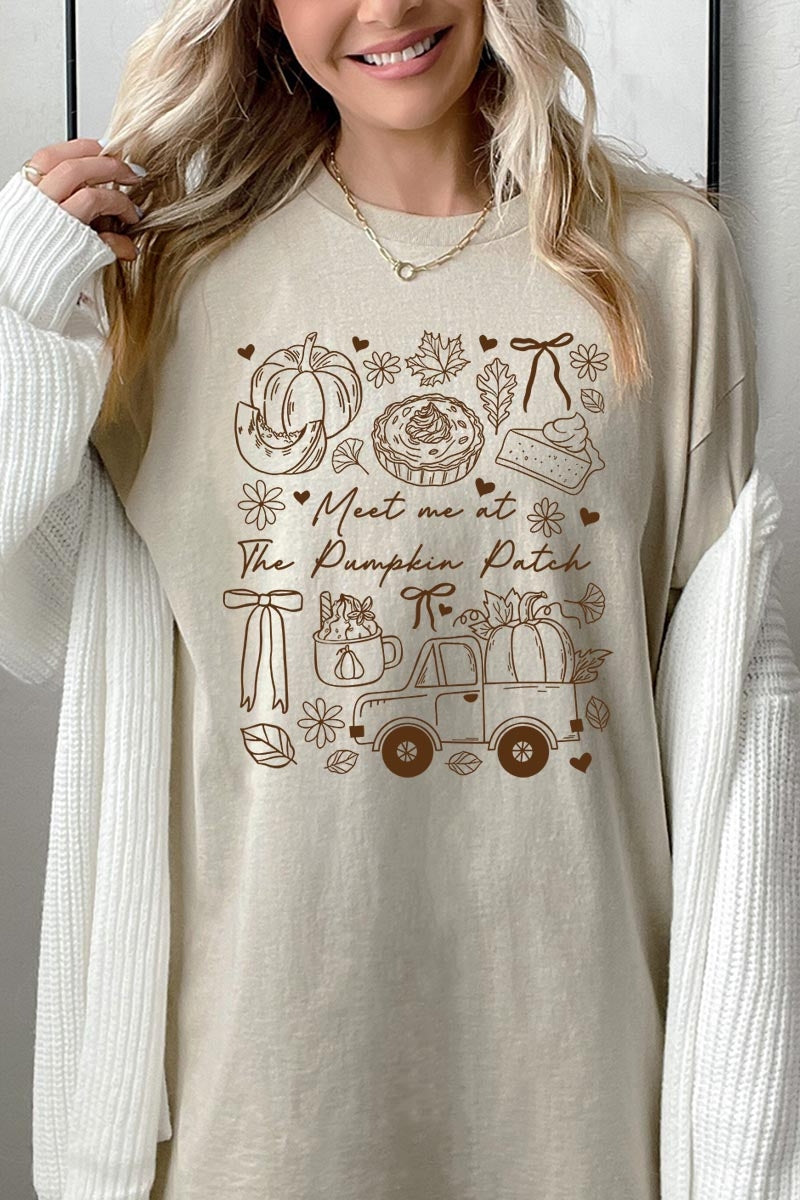 5000-E3163 Pumpkin Patch Doodle Graphic Heavy Cotton Tee $9