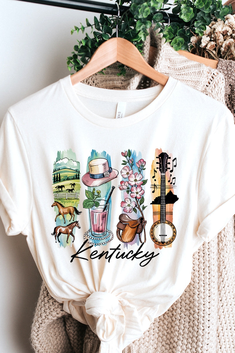 US3001-E3061KY Kentucky State Brushstroke Graphic Tee $12.5