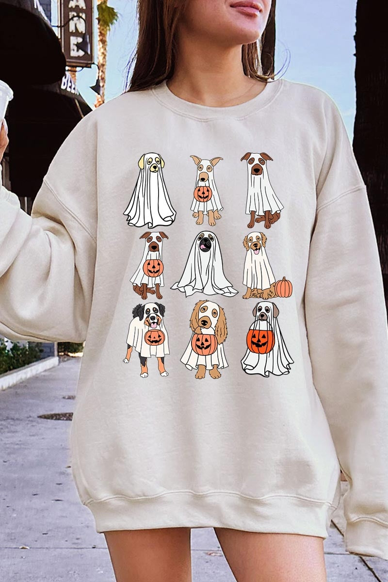 UL180-E3106 Halloween Ghost Dog Graphic Sweatshirt $20
