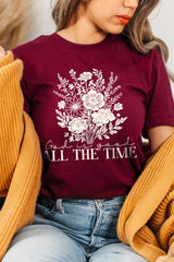US3001-E3116 God Is Good Floral Graphic Tee $12.5