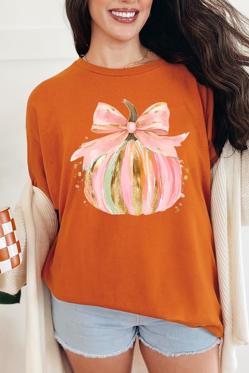 5000-E3083 Brushstroke Pumpkin Graphic Heavy Cotton Tee $9