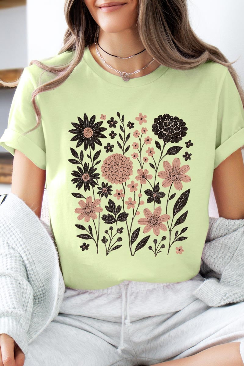 US3001P-E3178 Fall Floral Garden Graphic Plus Tee $16