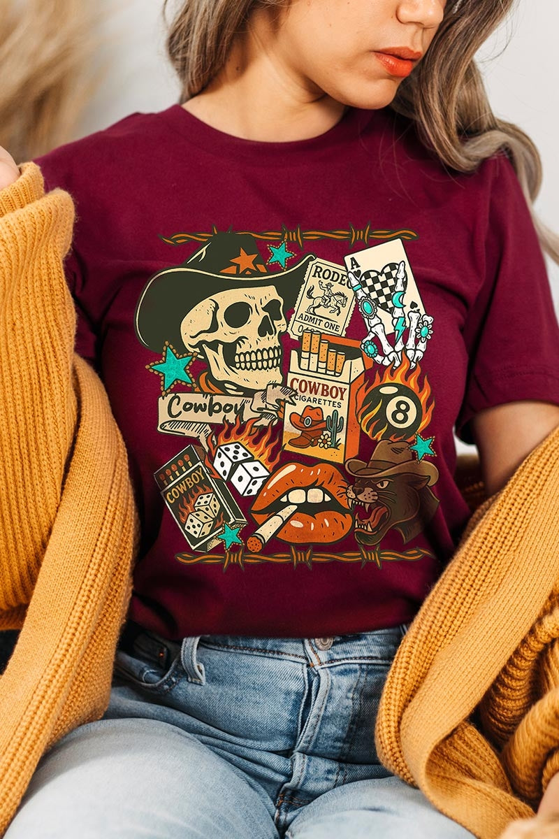 US3001P-E3096 Vintage Western Collage Graphic Plus Tee $16