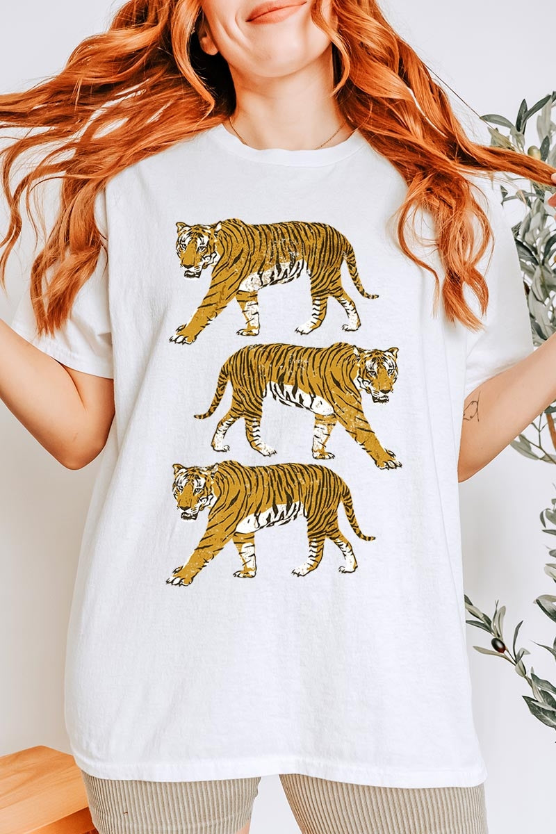 5000P-E3104 Retro Tigers Graphic Plus Heavy Cotton Tee $12.75