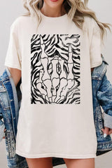 5000-E3177 Skeleton Hands Zebra Graphic Heavy Cotton Tee $9