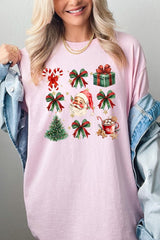 5000P-E3217 Santa Gifts & Bows Christmas Graphic Plus Heavy Cotton Tee $12.75