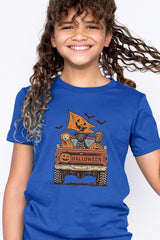 US3001Y-E3150Z Halloween Truck Dogs Kids Graphic Tee $11