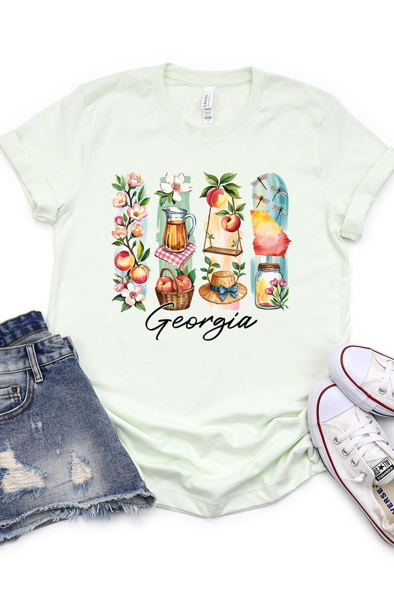 US3001-E3061GA Georgia State Brushstroke Graphic Tee $12.5